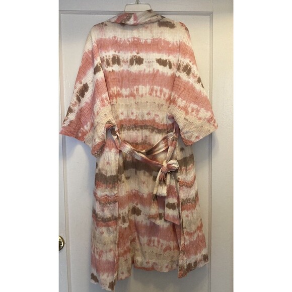 Zara Kimono Pink Tie Dye Smocked Waffle Style Lined Size XS Beachy Boho Chic - Picture 13 of 16